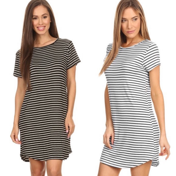 LIZA 🌸 striped black white dress round neck - Picture 2 of 2